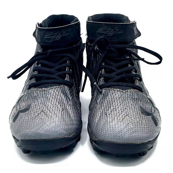 UNDER ARMOUR HARPER 2 Baseball Size 4.5 Shoes Boys Black Gray Cleats 1297306-001 - Picture 2 of 16